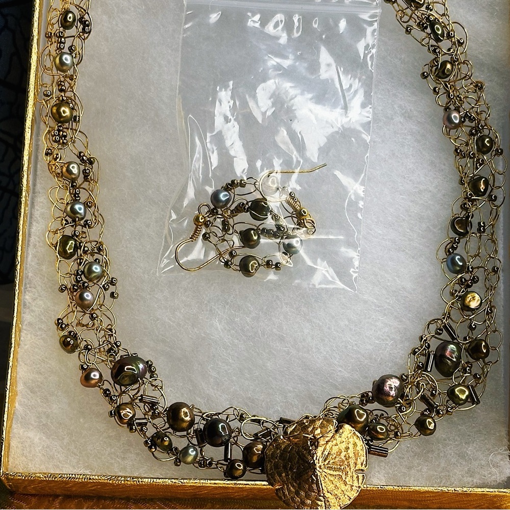 Black River Pearl necklace set. Hand crafted Jewlery